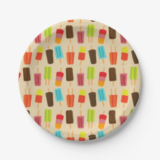 Fun Colourful Popsicles Retro Party Pattern Paper Plate