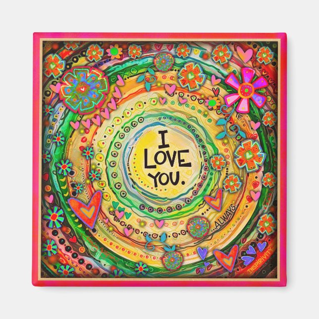 Fun Colourful Pretty I Love You Floral Magnet (Front)