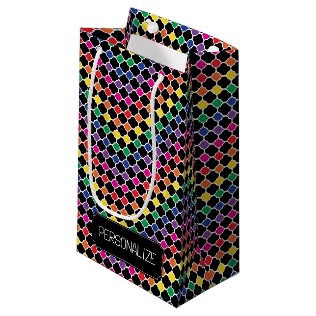 Fun Colourful Quatrefoil Pattern  Small Gift Bag (Front Angled)