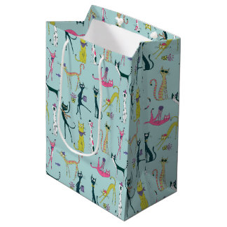 Fun Colourful Quirky Cats Pattern Medium Gift Bag