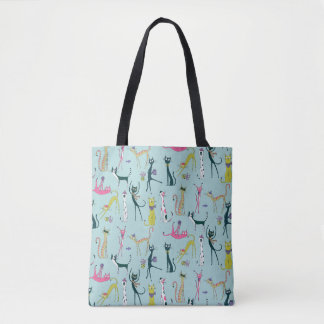 Fun Colourful Quirky Cats Pattern Tote Bag