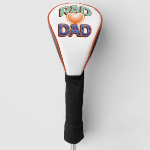Fun Colourful Rad Dad Quote and Red Heart Golf Head Cover