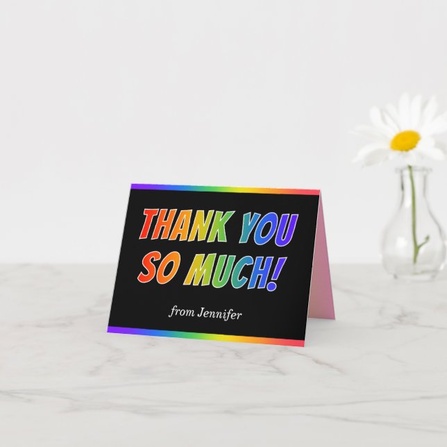 Fun, Colourful, Rainbow Look "THANK YOU SO MUCH!" Card (Small Plant)