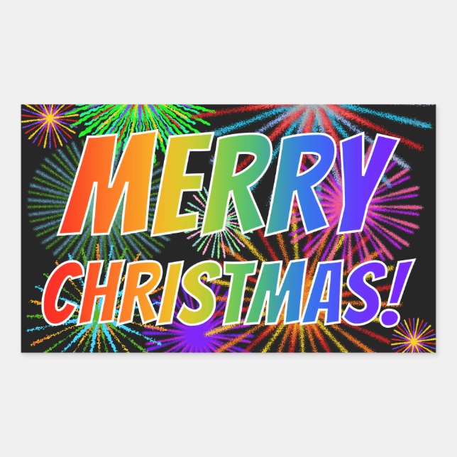 Fun, Colourful, Rainbow Spectrum "MERRY CHRISTMAS! Sticker (Front)