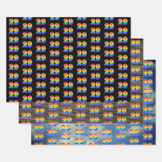 Fun, Colourful, Rainbow Spectrum Pattern 29 Event  Wrapping Paper Sheet (Set)