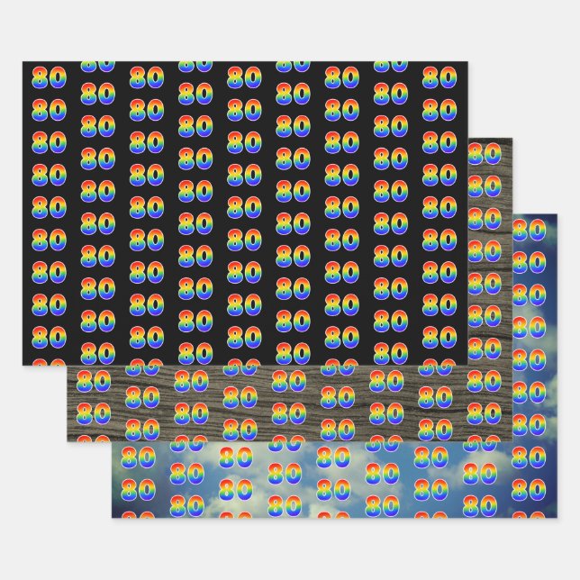 Fun, Colourful, Rainbow Spectrum Pattern 80 Event  Wrapping Paper Sheet (Set)