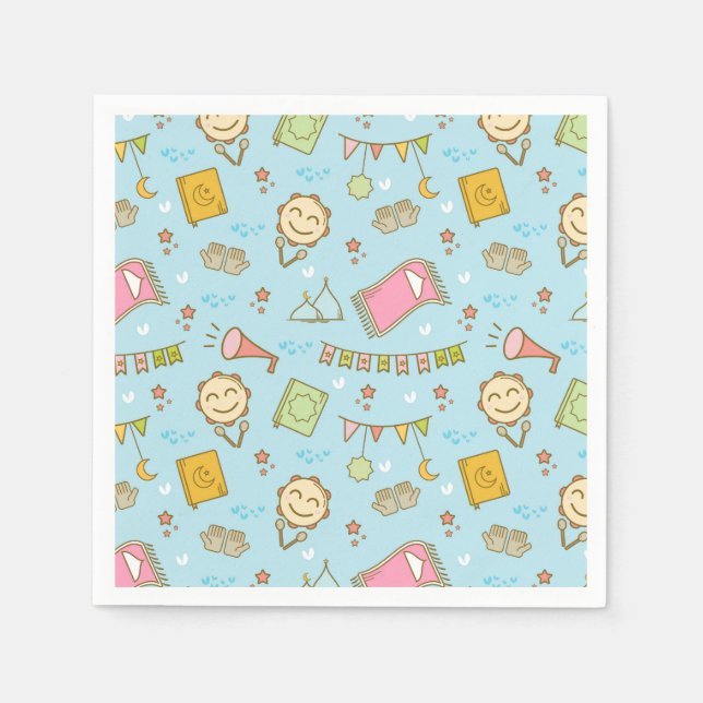 Fun Colourful Ramadan & Eid Party Napkin (Front)