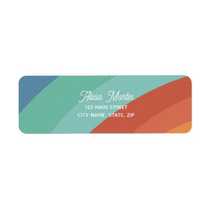 Fun & Colourful Retro Groovy Rainbow Return Addres