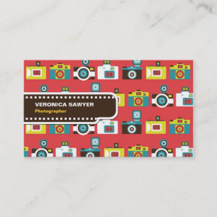 Fun Colourful Retro Lomo Cameras Pattern Business Card