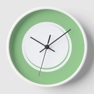 Fun Colourful Sage Green Rim Shadow White Centre Clock
