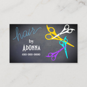 fun colourful scissors hair stylist salon grey  business card