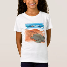 Fun Colourful Sea Turtle Beach Girl's Fine Jersey