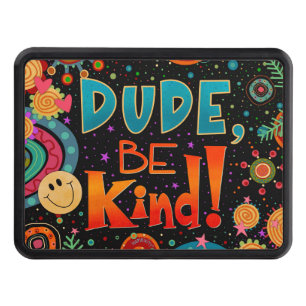 Fun Colourful Smile Dude Be Kind Trailer Hitch Cover