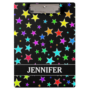 Fun, Colourful Stars Pattern + Custom Name Clipboard