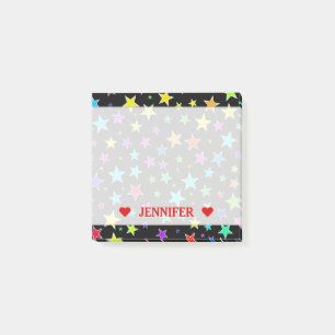 Fun, Colourful Stars Pattern & Custom Name Note