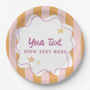 Fun Colourful Stripes Star Kids Party Supplies Paper Plate