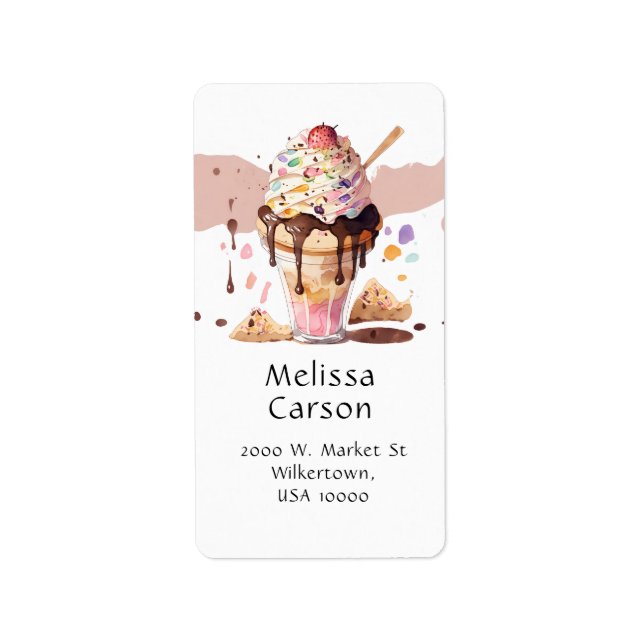 Fun, Colourful Summer Ice Cream Sundae Label (Front)
