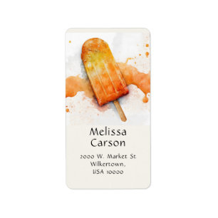 Fun, Colourful Summer Orange Popsicle Label