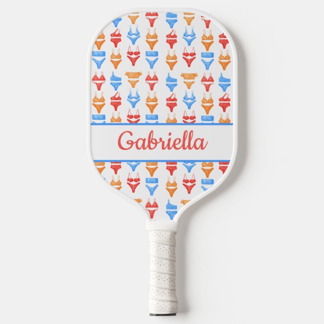 Fun Colourful Summer Swim Personalized Bachelorett Pickleball Paddle (Front)