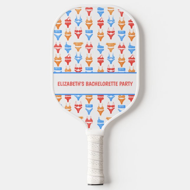 Fun Colourful Summer Swim Personalized Bachelorett Pickleball Paddle (Front)