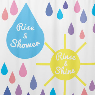 Fun Colourful Sun and Rain shower curtains with pu