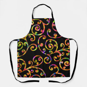 Fun Colourful Swirls on Black Apron