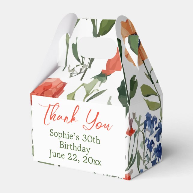 Fun colourful thank you treat/favour/gift boxes (Front Side)