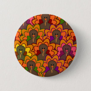 Fun Colourful Thanksgiving Turkeys 2 Inch Round Button