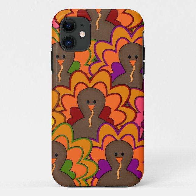Fun Colourful Thanksgiving Turkeys Case-Mate iPhone Case (Back)