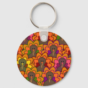 Fun Colourful Thanksgiving Turkeys Keychain