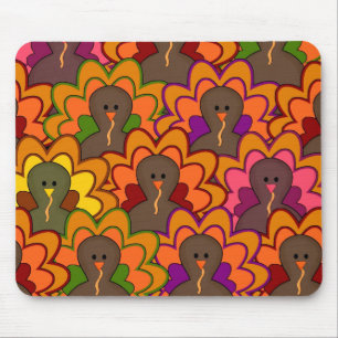 Fun Colourful Thanksgiving Turkeys Mouse Pad