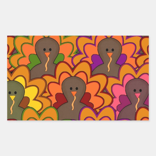Fun Colourful Thanksgiving Turkeys Sticker (Front)