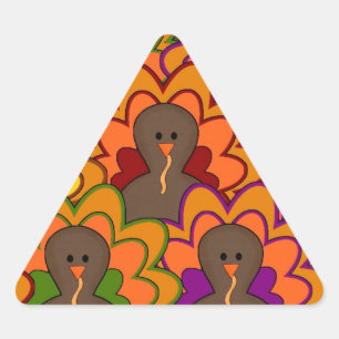 Fun Colourful Thanksgiving Turkeys Triangle Sticker