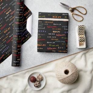 Fun & Colourful Typography Halloween Holiday Spiri Wrapping Paper