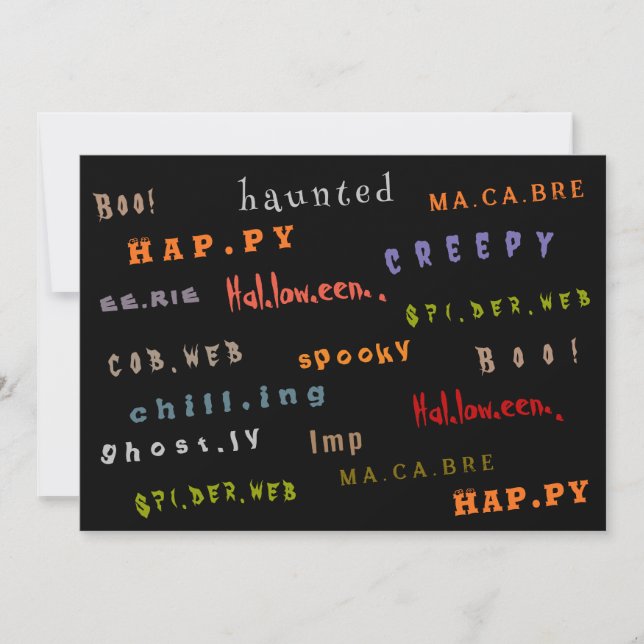 Fun & Colourful Typography Spirit Halloween Card (Front)