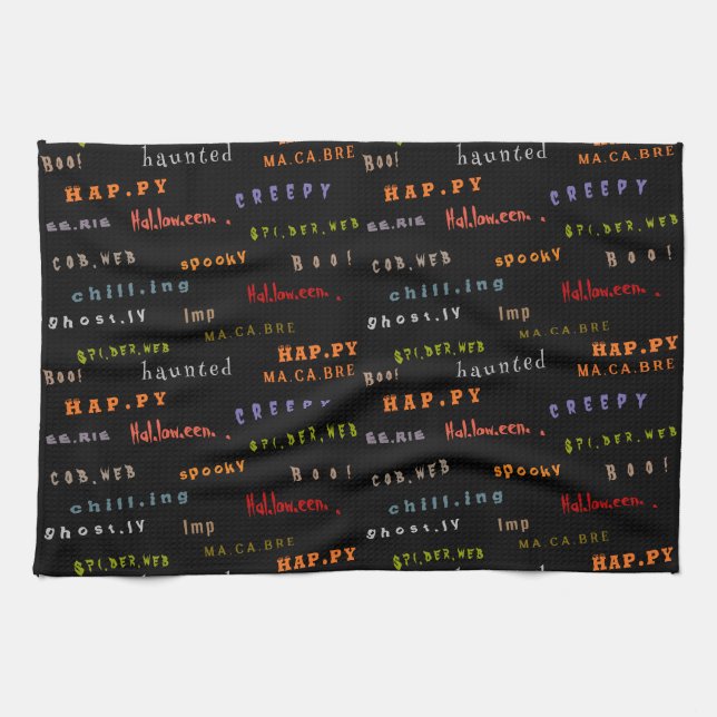 Fun & Colourful Typography Spirit Halloween Kitchen Towel (Horizontal)