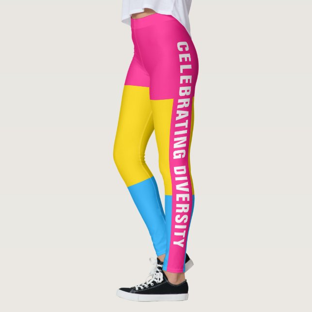 Fun Colourful Unique LGBT Pansexual Pride Flag Tex Leggings (Left)