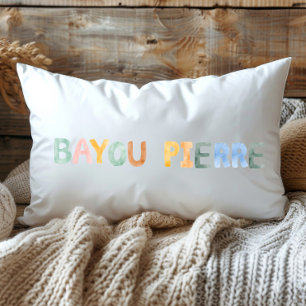Fun Colourful Watercolor Bayou Pierre Louisiana Lumbar Pillow