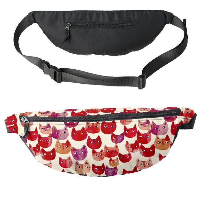 Fun Colourful Watercolor Cat Pattern Fanny Pack (Fun kitty cat watercolor pattern animal lover's fanny pack)