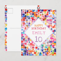 Fun Colourful Watercolor Paint Blots Kids Birthday
