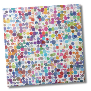 Fun Colourful Watercolor Rainbow Polka Dot Tile