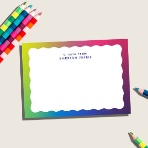 Fun colourful wavy edge simple retro kid's name card