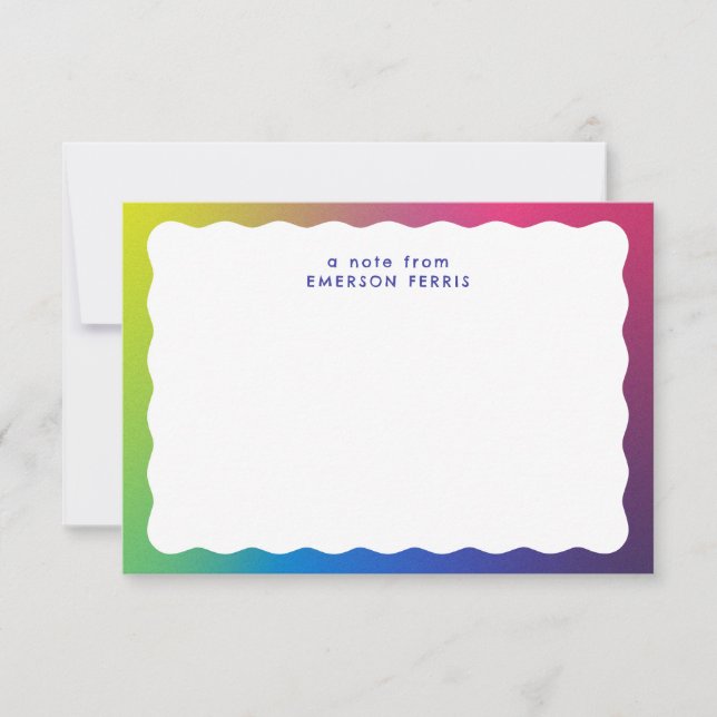 Fun colourful wavy edge simple retro kid's name card (Front)