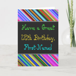 Fun, Colourful, Whimsical 12th Birthday Card
