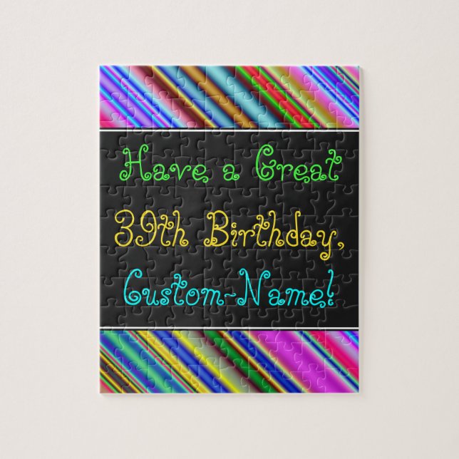Fun, Colourful, Whimsical 39th Birthday Puzzle (Vertical)