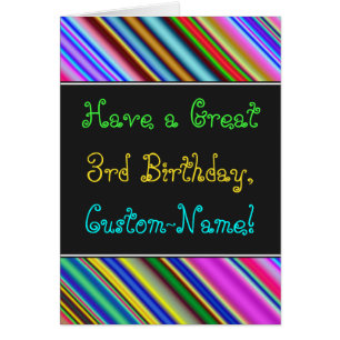 Fun, Colourful, Whimsical 3rd Birthday Card