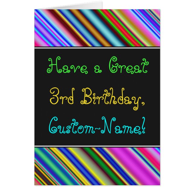 Fun, Colourful, Whimsical 3rd Birthday Card (Front)