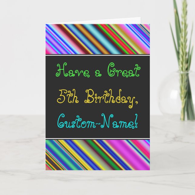 Fun, Colourful, Whimsical 5th Birthday Card (Front)