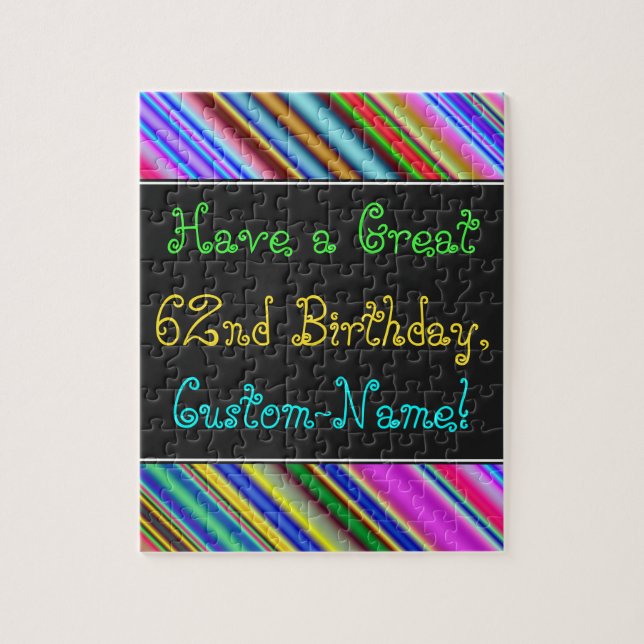 Fun, Colourful, Whimsical 62nd Birthday Puzzle (Vertical)