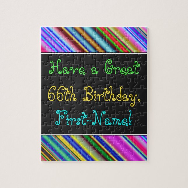 Fun, Colourful, Whimsical 66th Birthday Puzzle (Vertical)